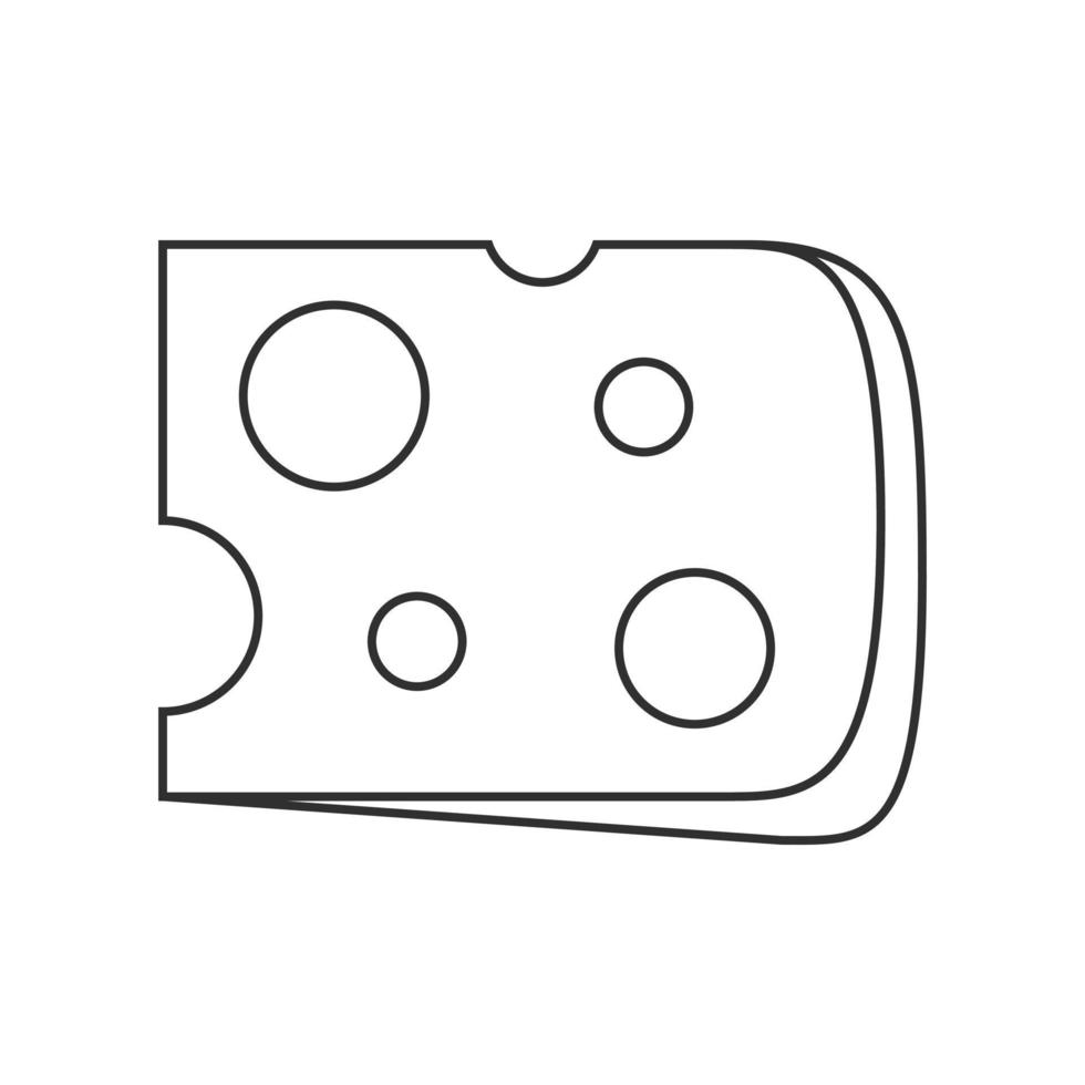 Cheese slice icon in black flat outline design vector