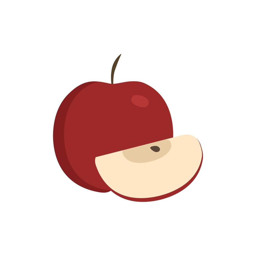 Whole and slice red apples icon in flat design vector