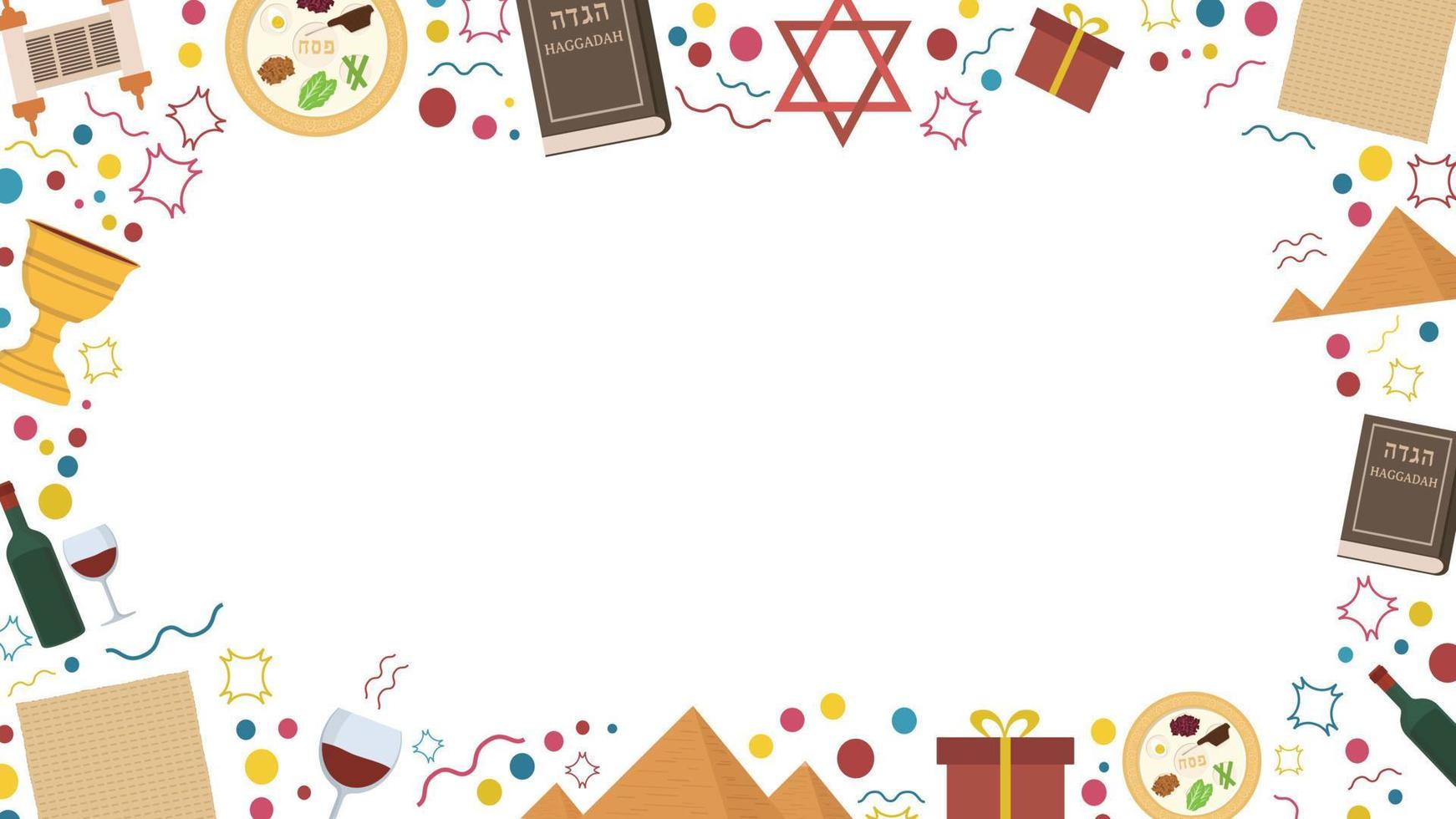 Frame with Passover holiday flat design icons vector