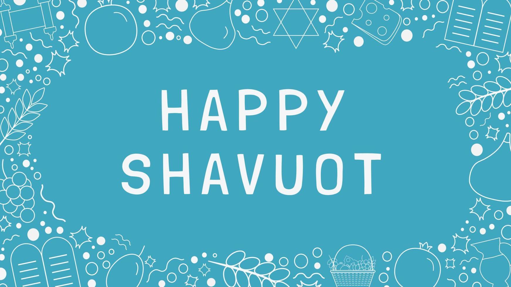 Frame with Shavuot holiday flat design white thin line icons with text in english vector