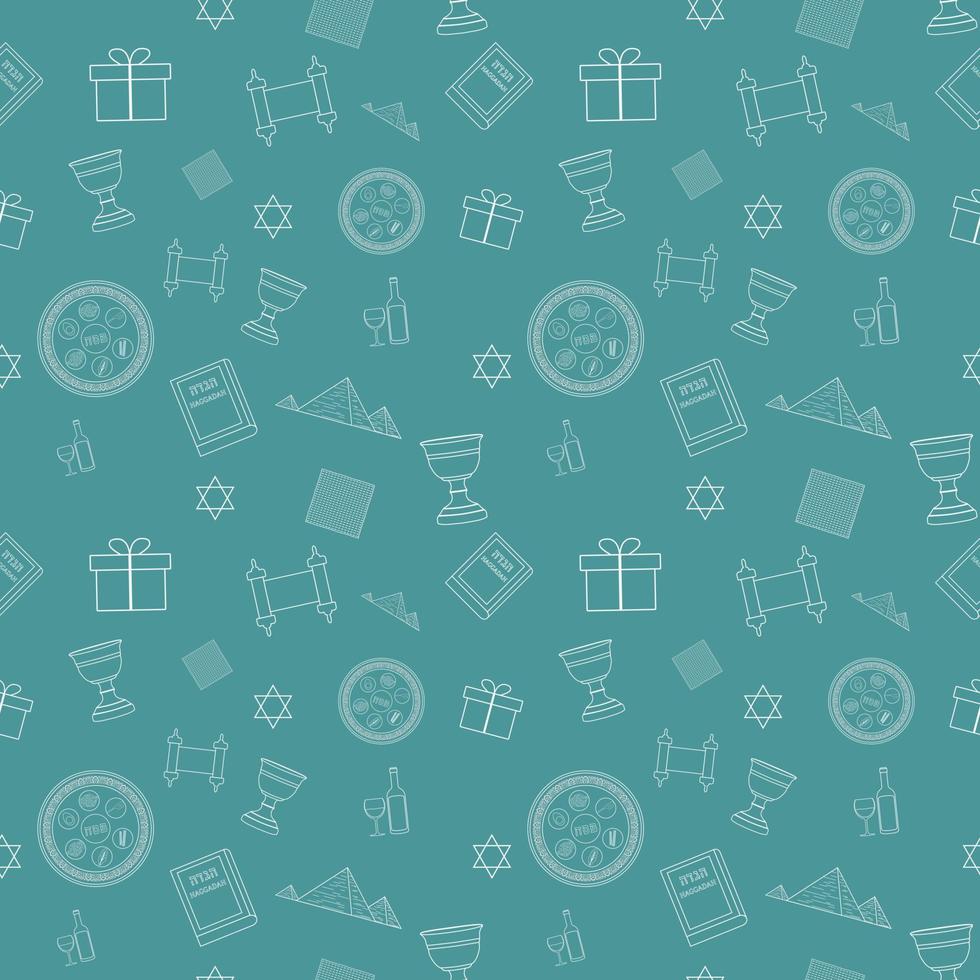 Passover holiday flat design white thin line icons seamless pattern vector
