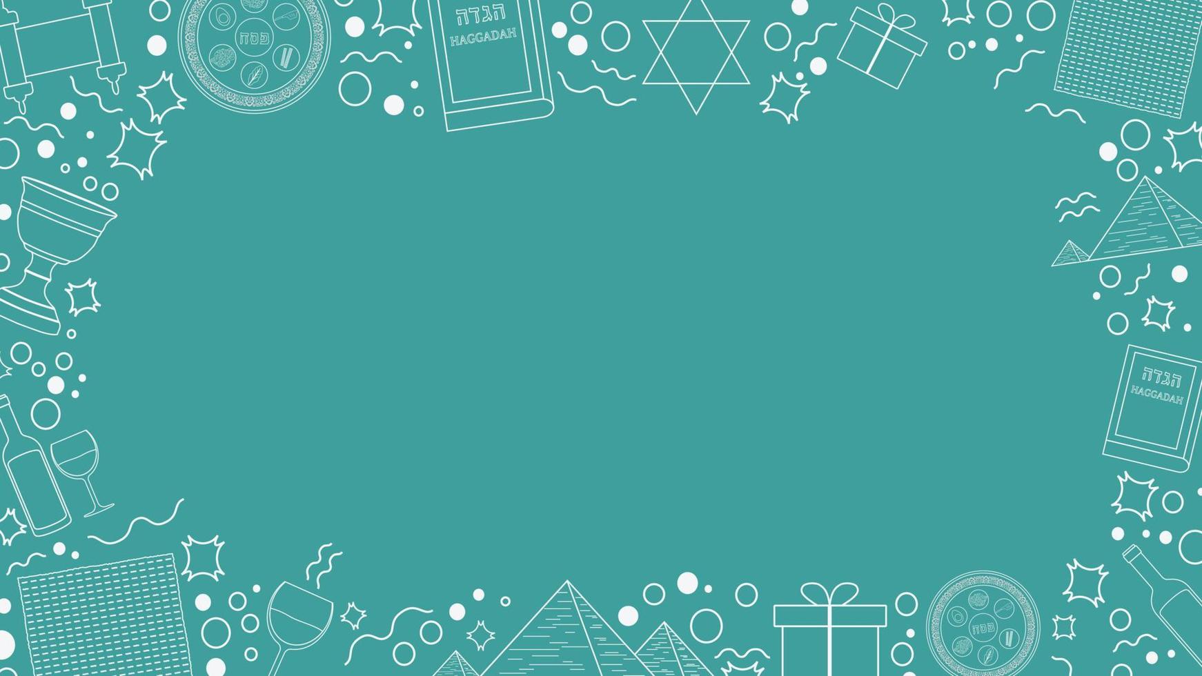 Frame with Passover holiday flat design white thin line icons vector