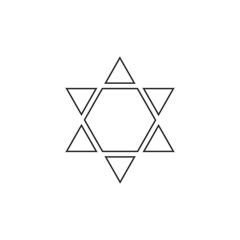 Star of david shape icon in black flat outline design vector