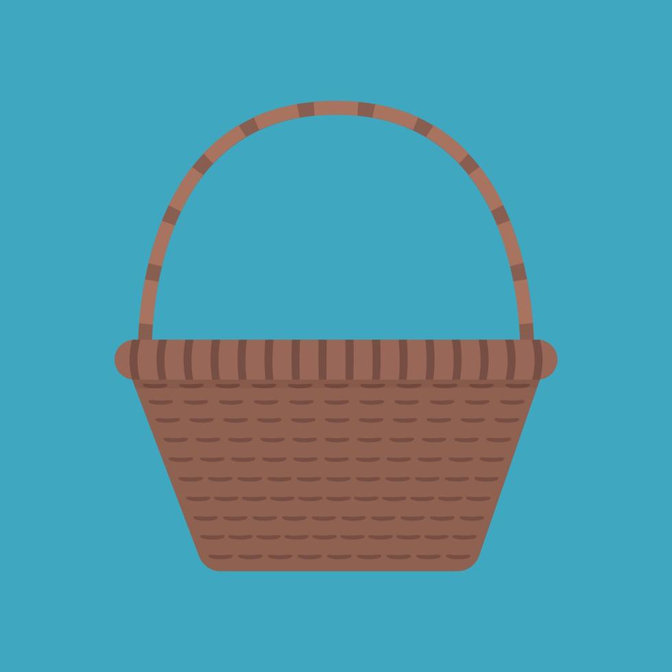 Wicker basket icon in flat long shadow design vector