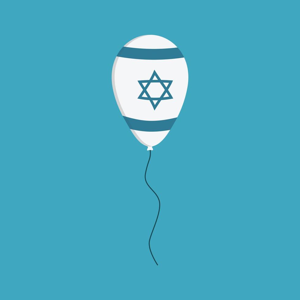 Globo con icono de estilo de bandera de Israel en diseño plano de sombra larga vector