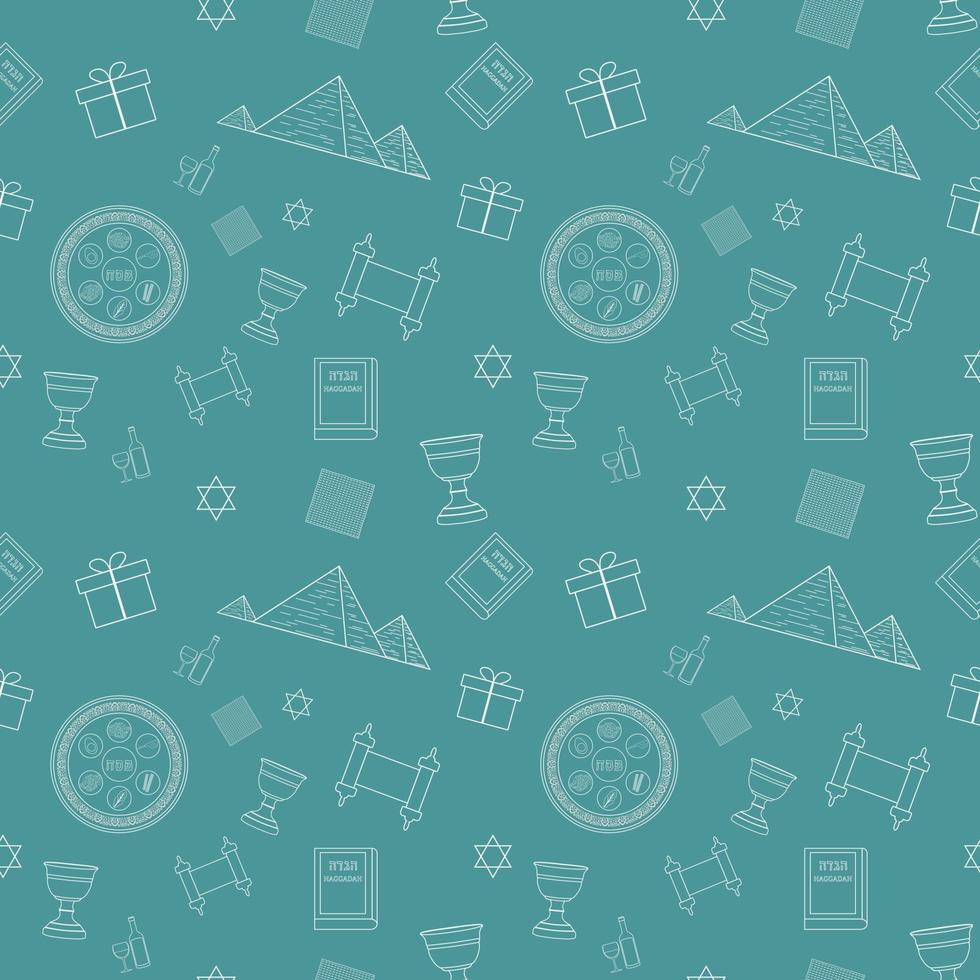 Passover holiday flat design white thin line icons seamless pattern vector