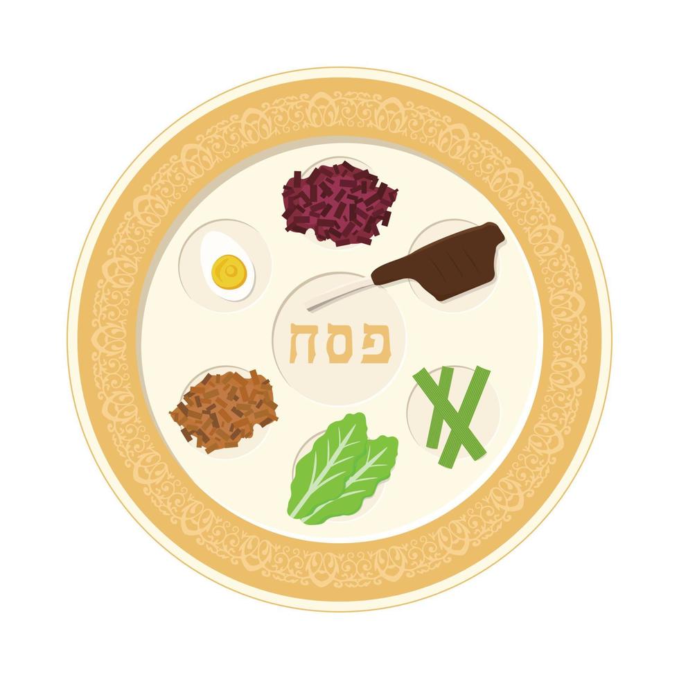 Passover holiday seder plate flat design icon vector