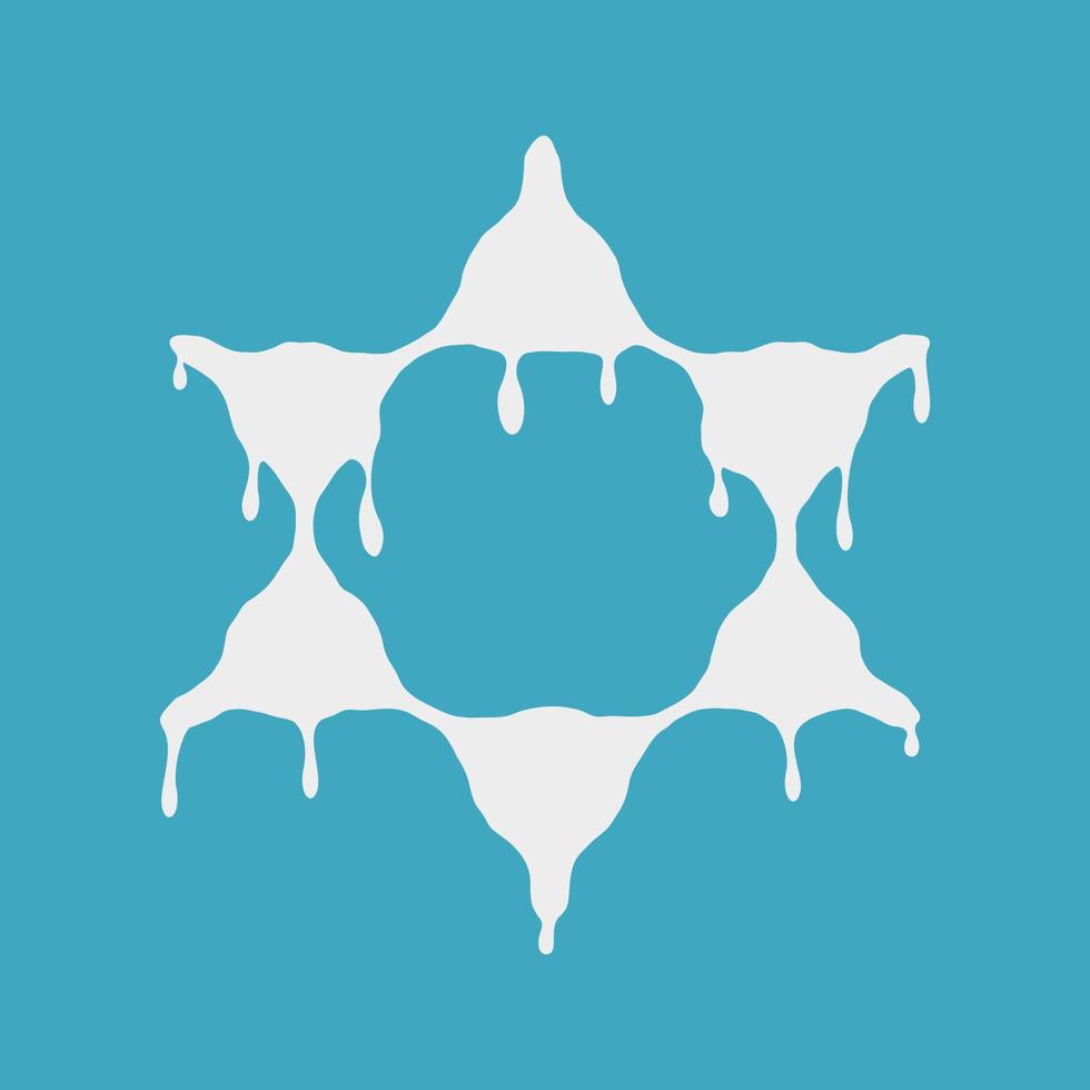 icono de diseño plano de vacaciones de shavuot de leche goteando en forma de estrella de david vector