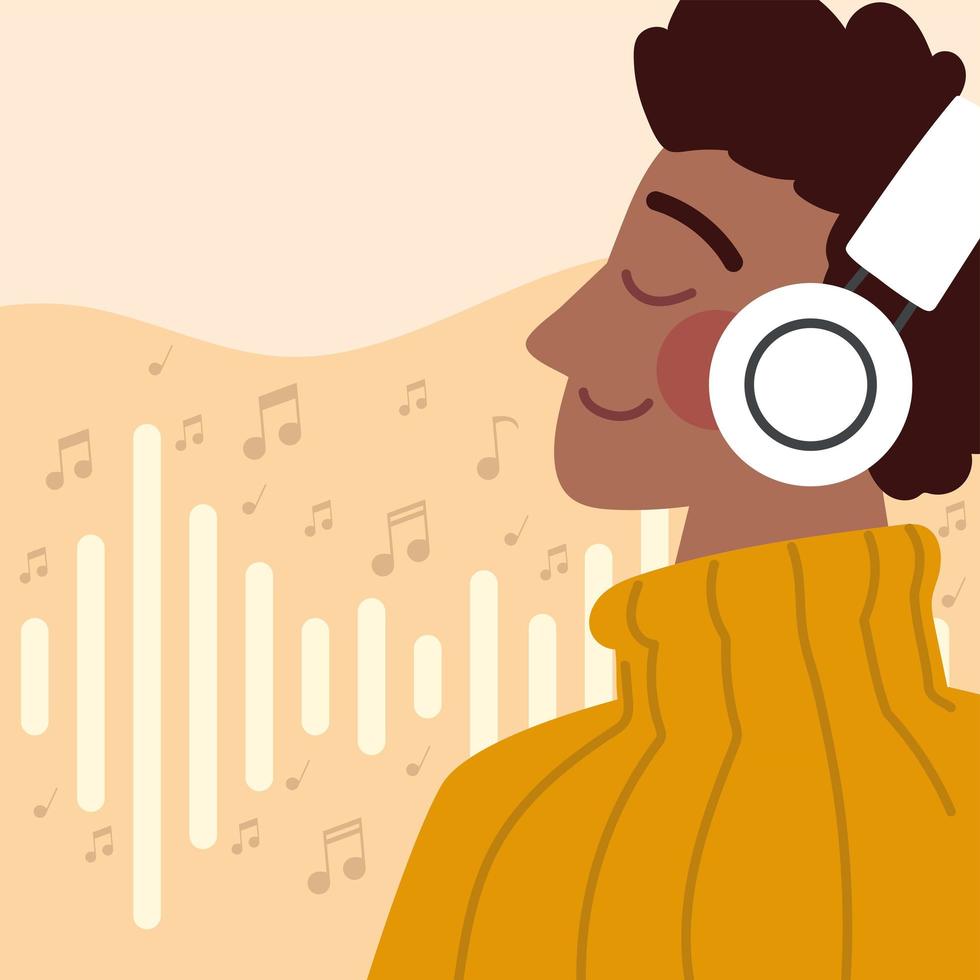 happy man with headphones vector