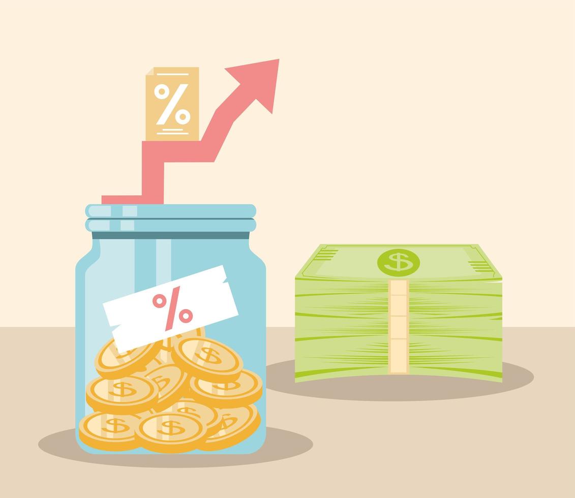saving money and interest vector
