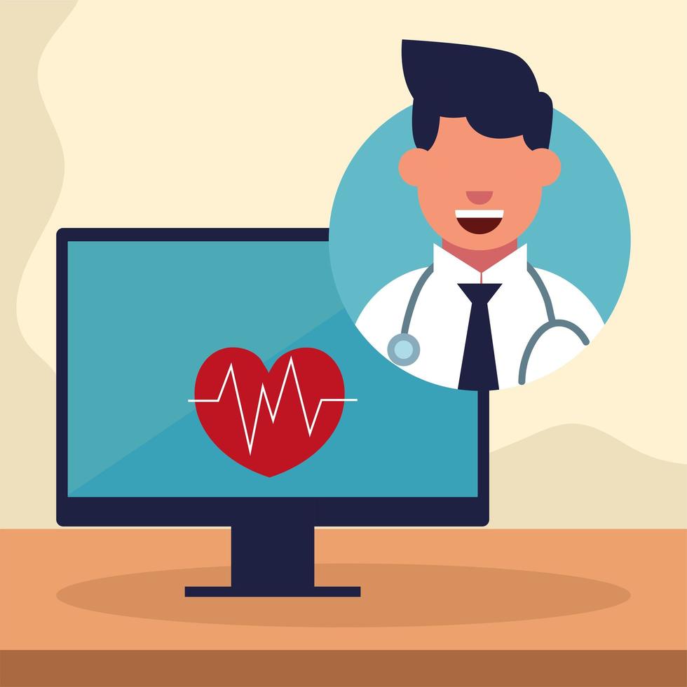 doctor and computer vector