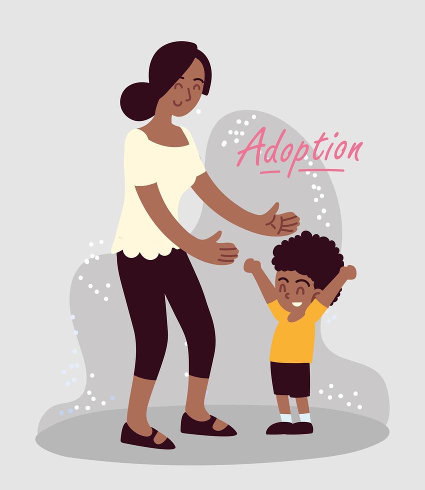 woman with adopted son vector
