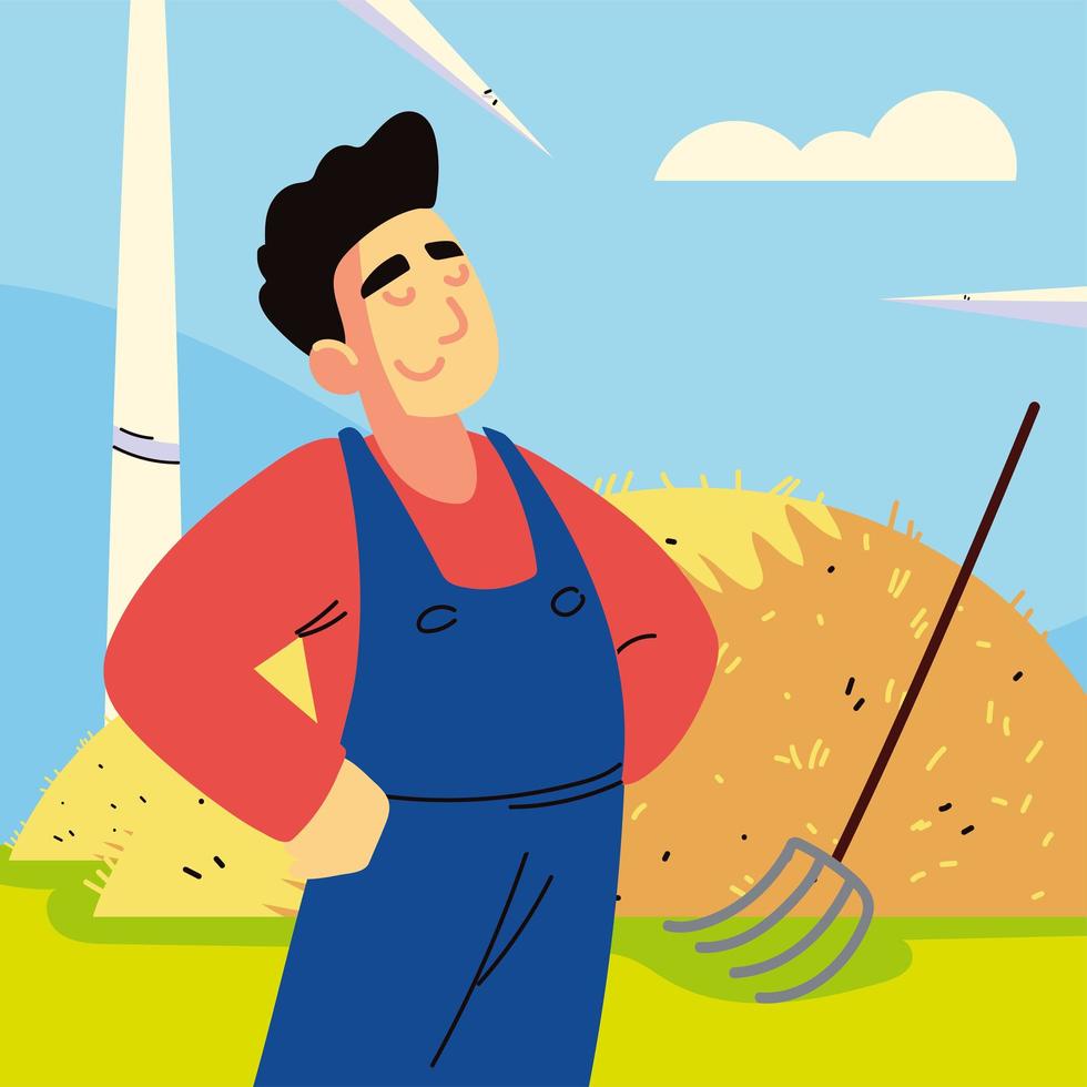 farmer with hay vector