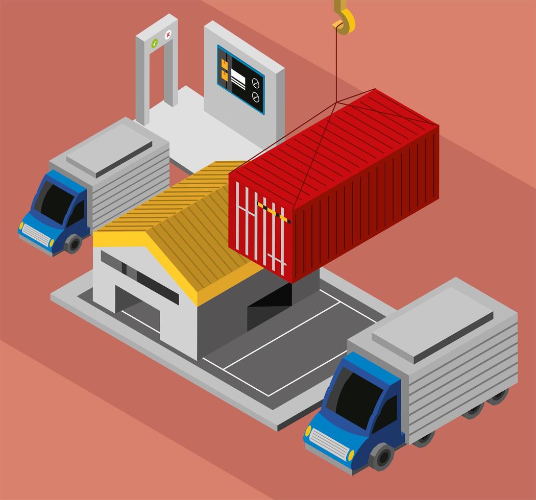 industry container and warehouse vector
