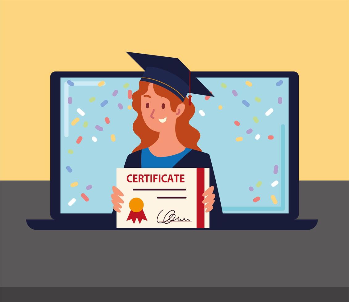 virtual graduation certificate vector