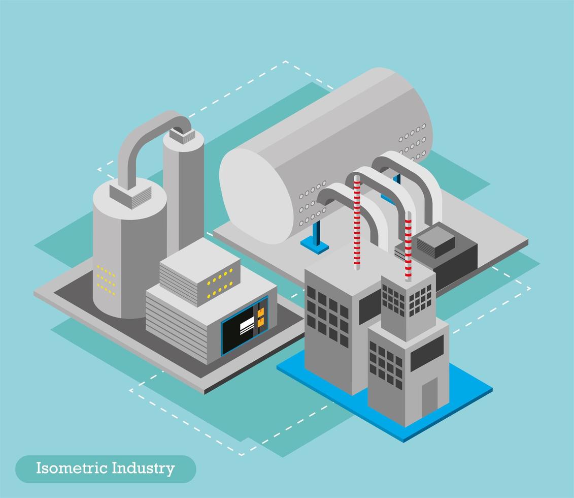 planta de fábrica de la industria isométrica vector