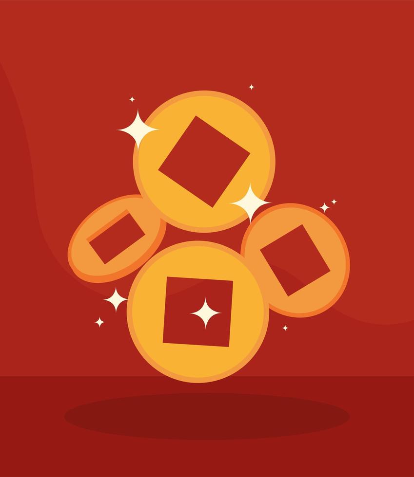 ascient golden coins vector