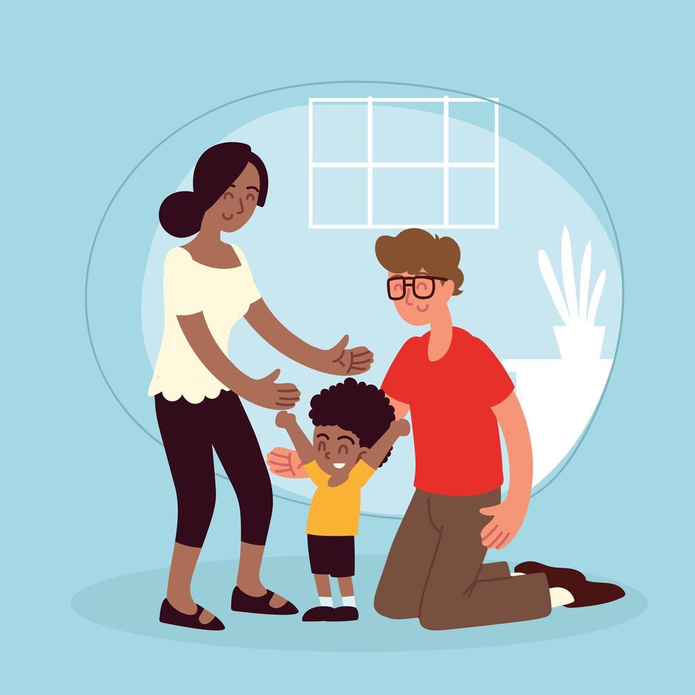 little boy adoption family vector