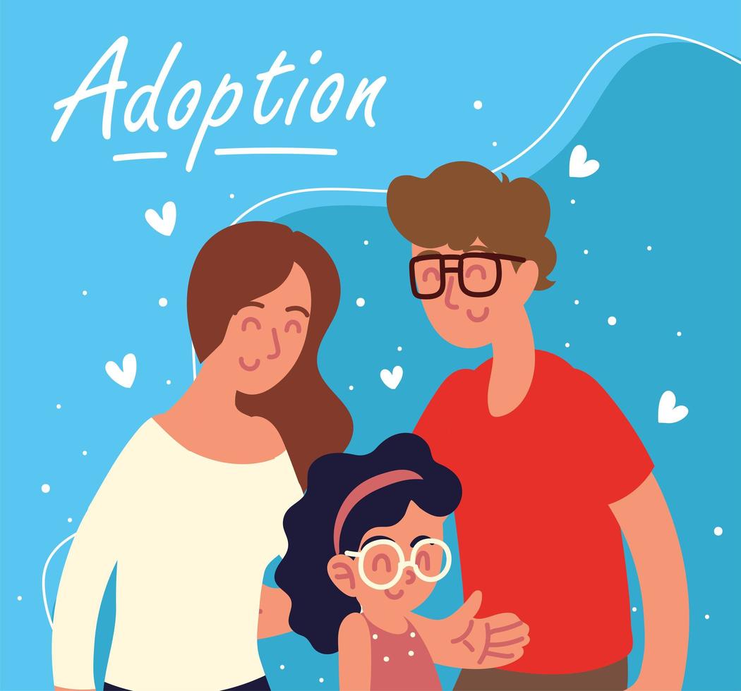 adopción familia feliz vector