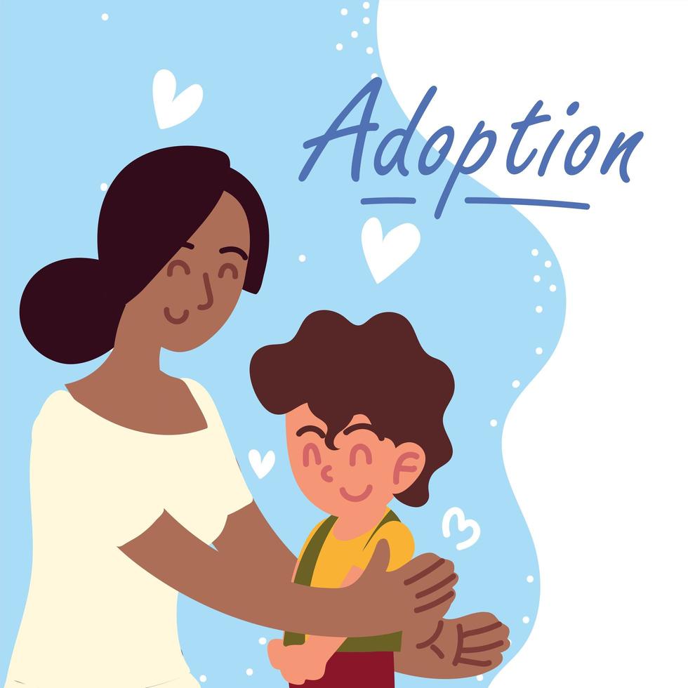 mamá con niño en adopción vector