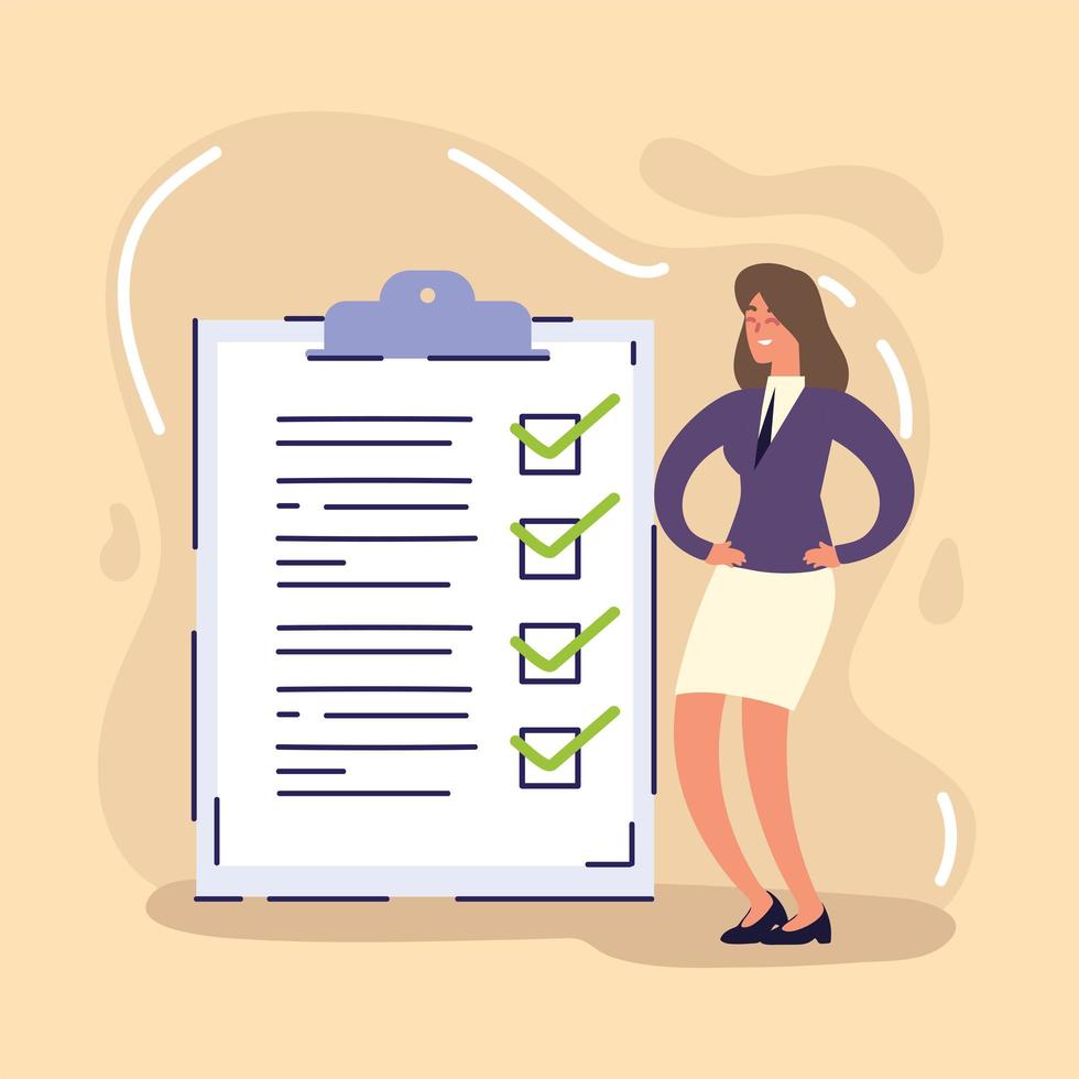 business woman with checklist vector