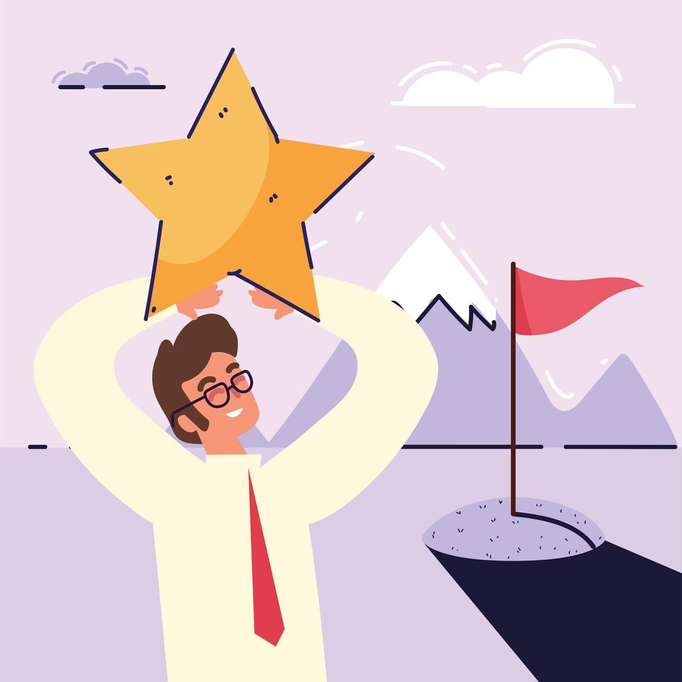 happy businessman with star vector