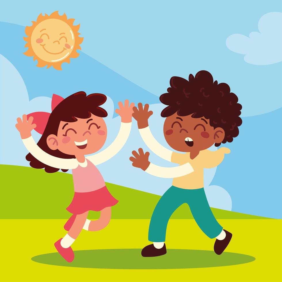 celebrating happy kids vector