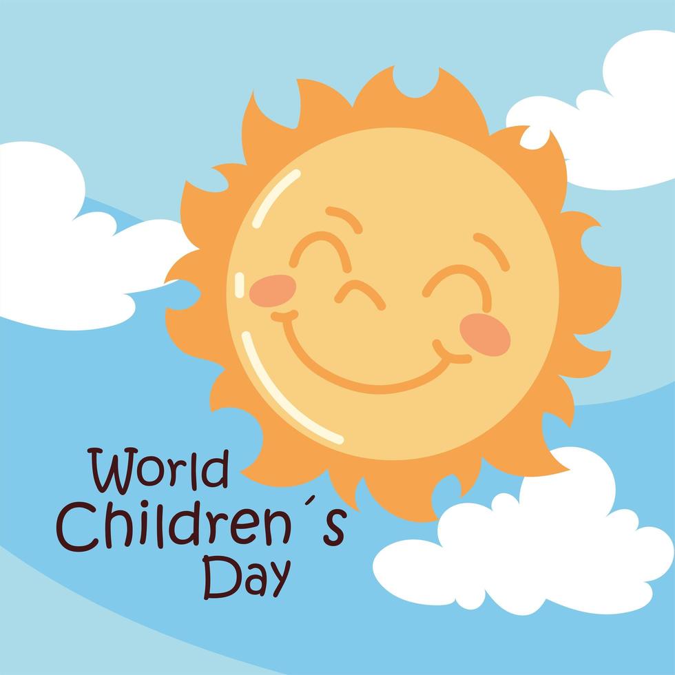 world childrens day, cute sun vector