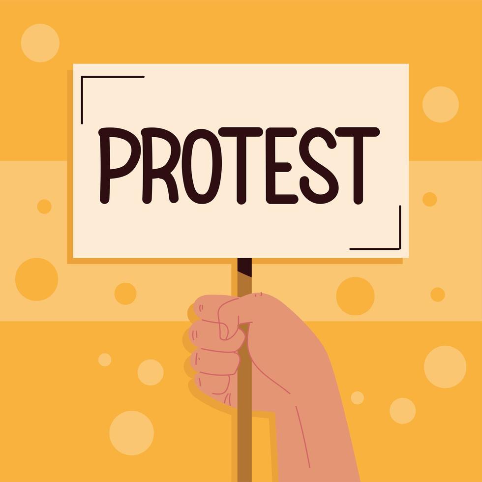 letras de protesta en la mano vector