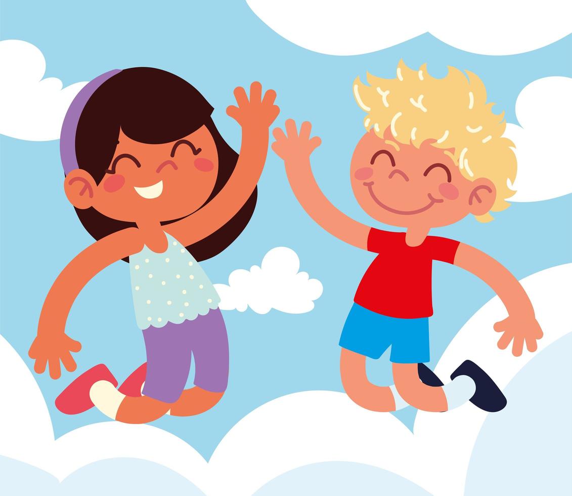 jumping happy kids vector