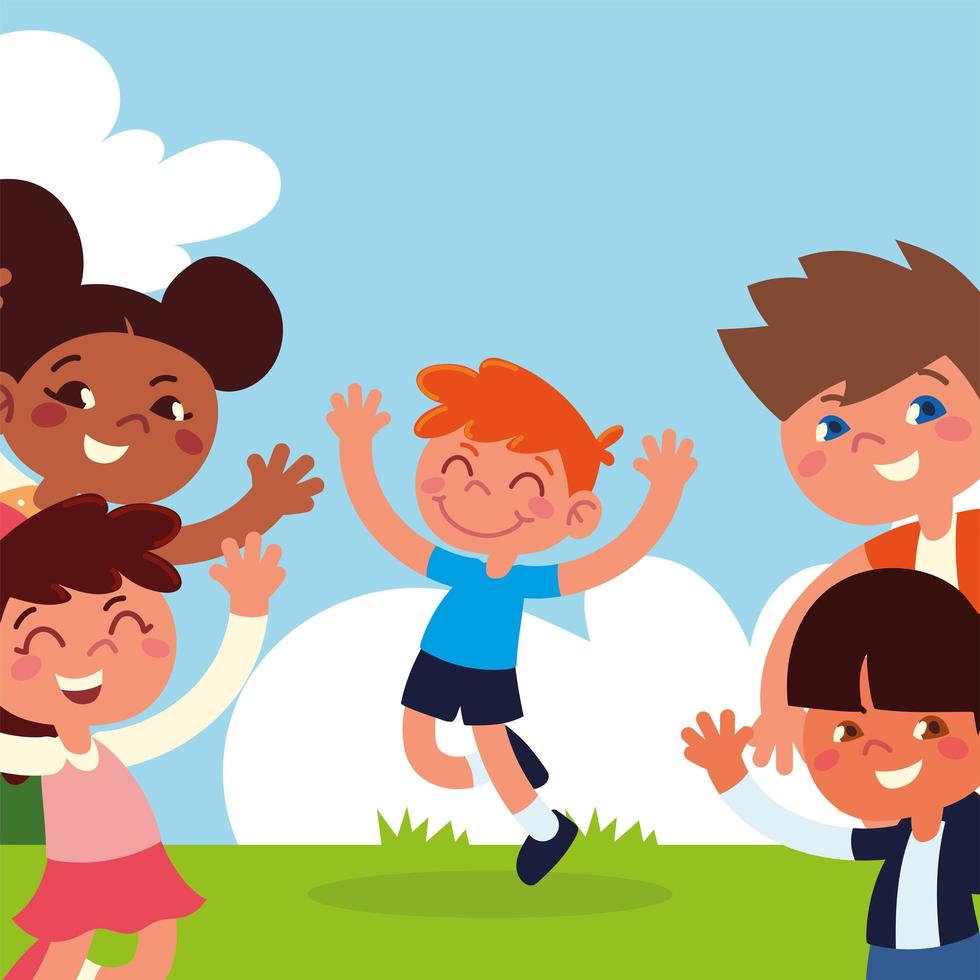 happy kids playing vector