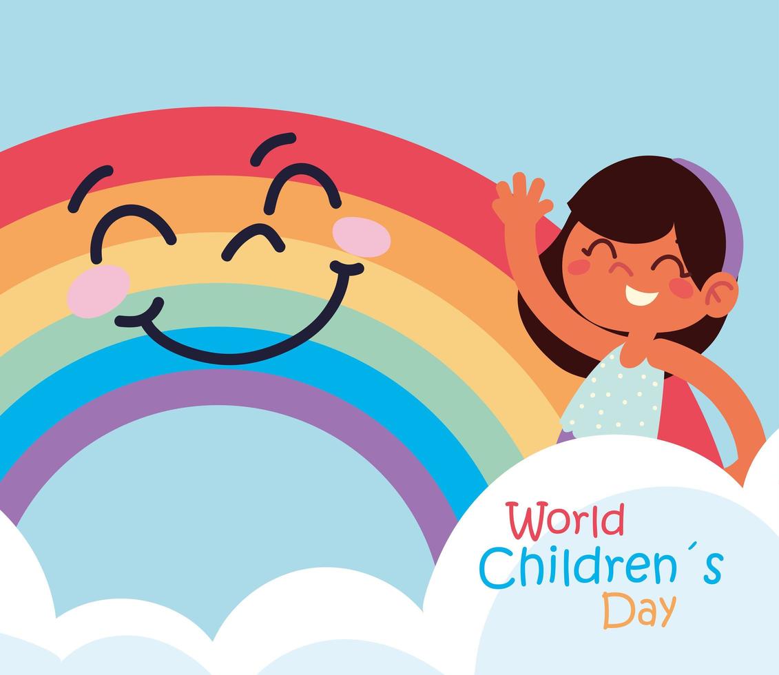 world childrens day, cute girl vector