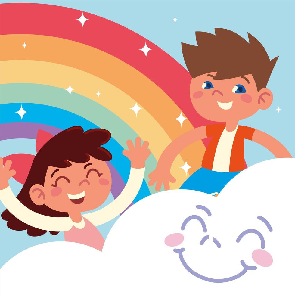 happy kids cartoon 4209402 Vector Art at Vecteezy