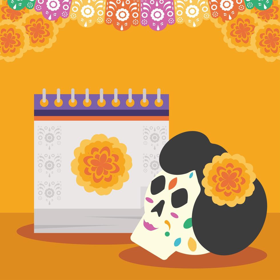 calendario del dia de los muertos vector