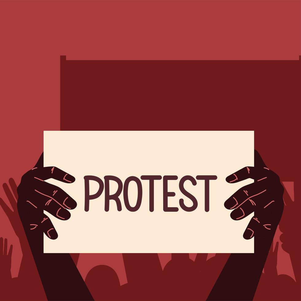 hands holds protest lettering vector