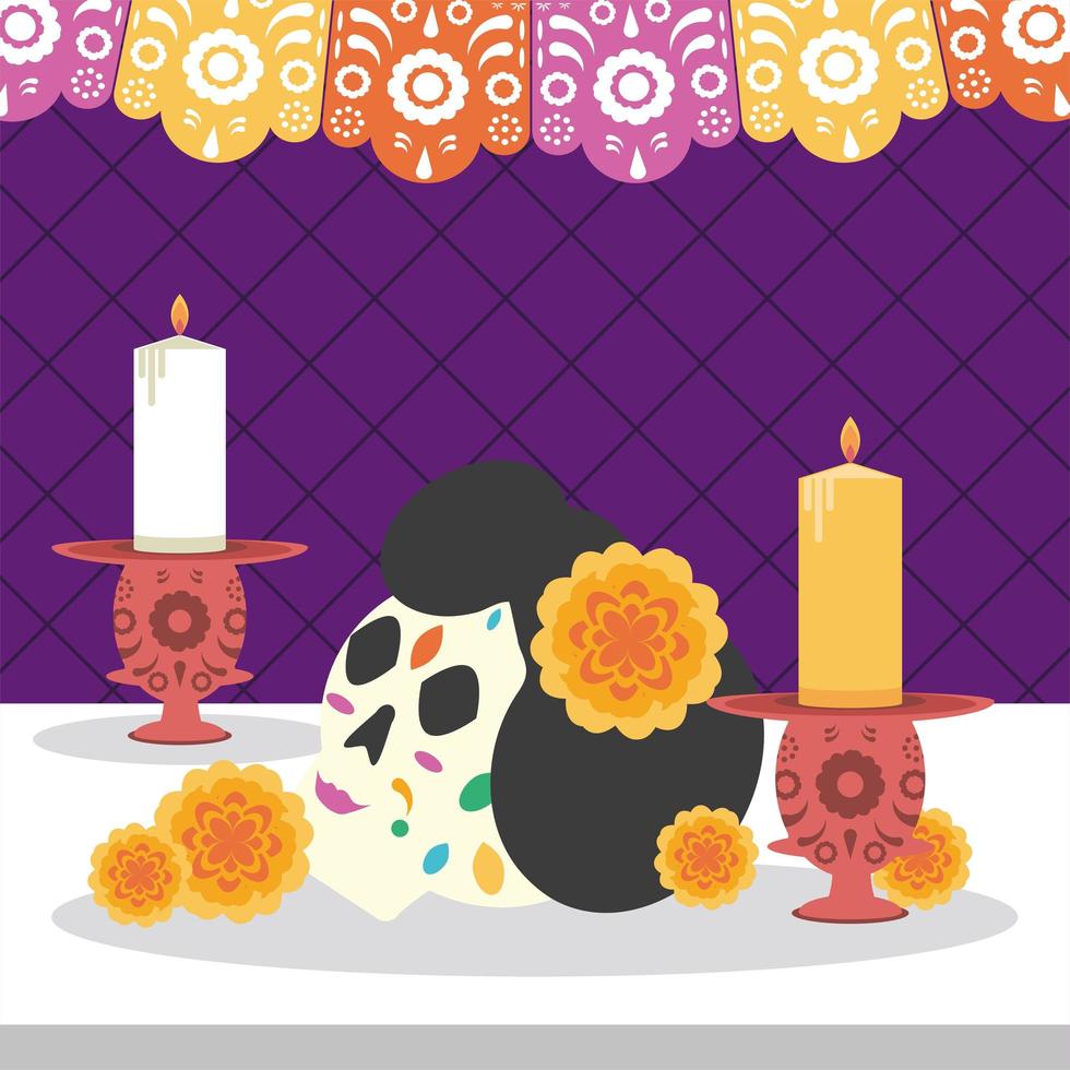 skull day of the dead vector