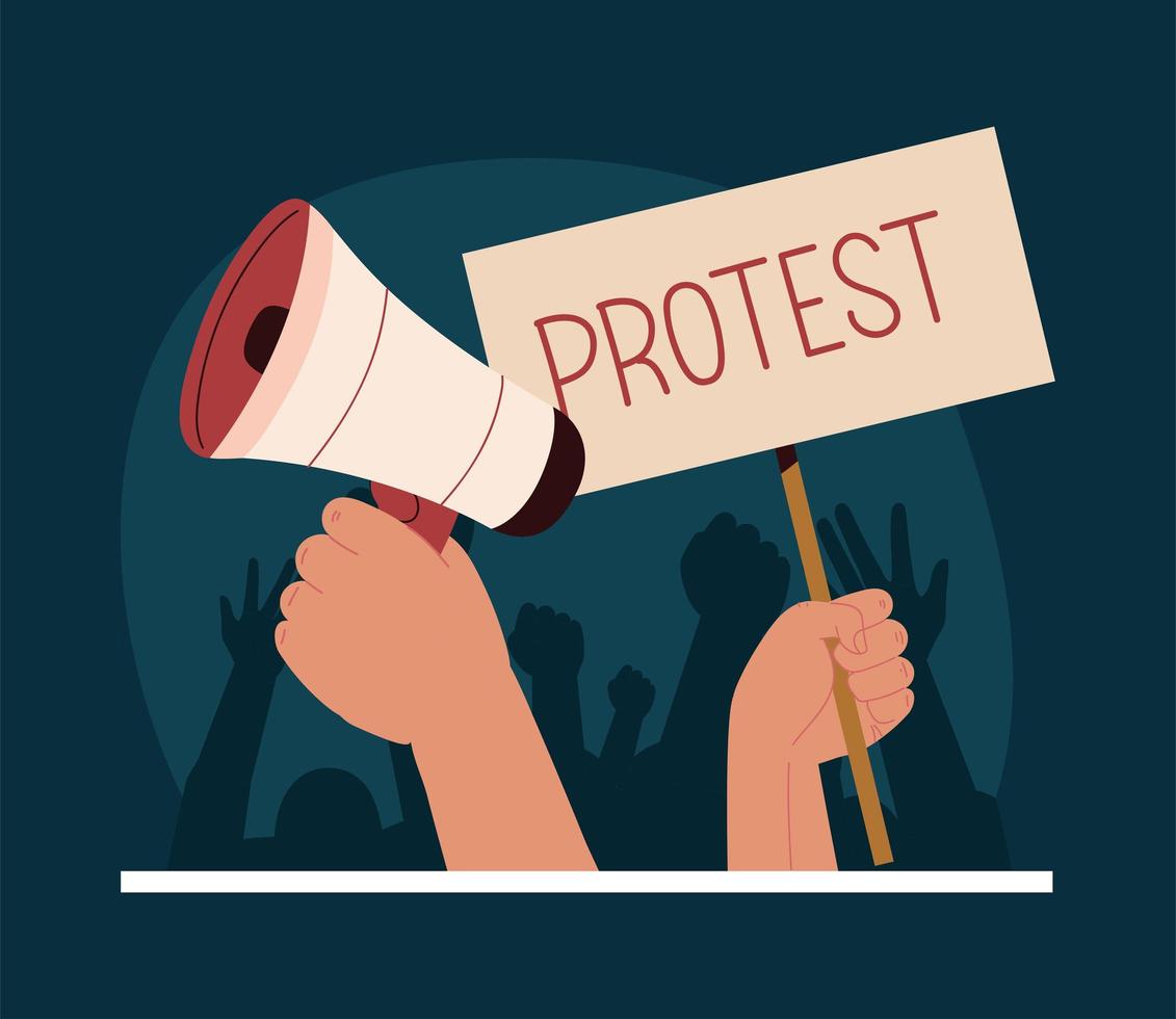 cartel de protesta y orador vector