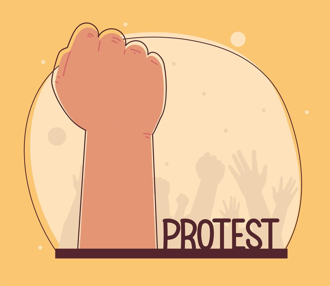 protesta con la mano levantada vector