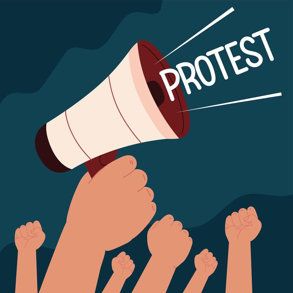 protest raised hands vector