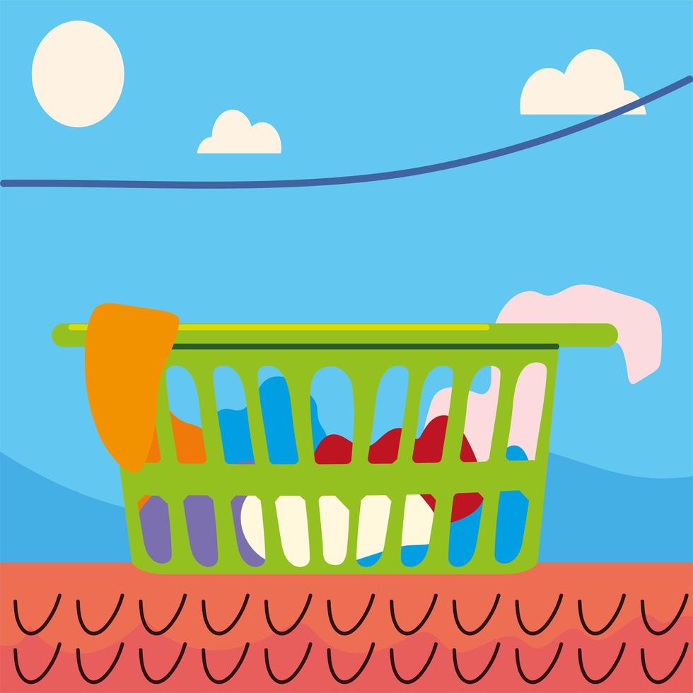 laundry basket on roof vector