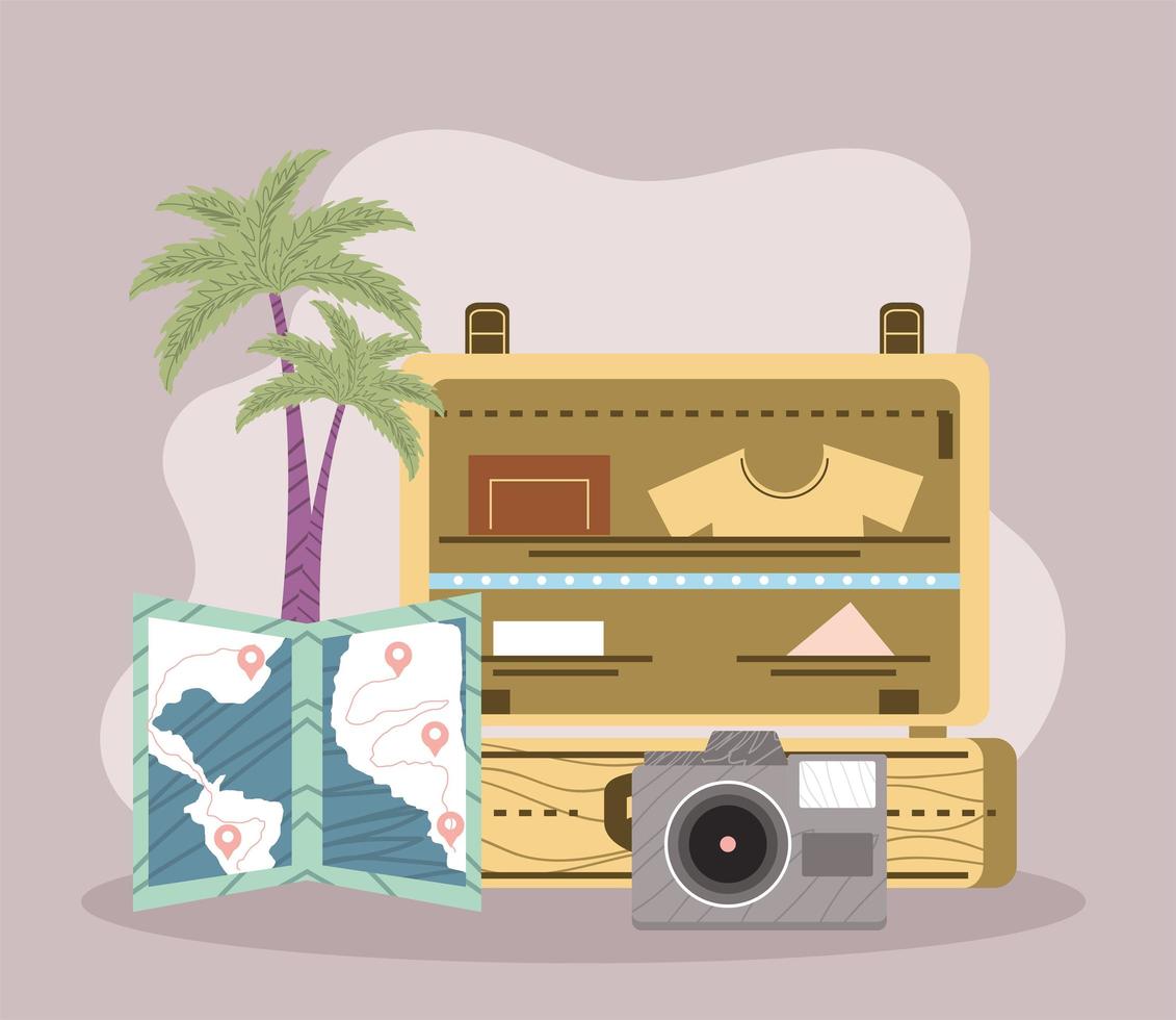 luggage and tourism icons vector