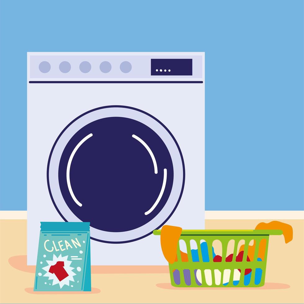 wash machine for laundry vector