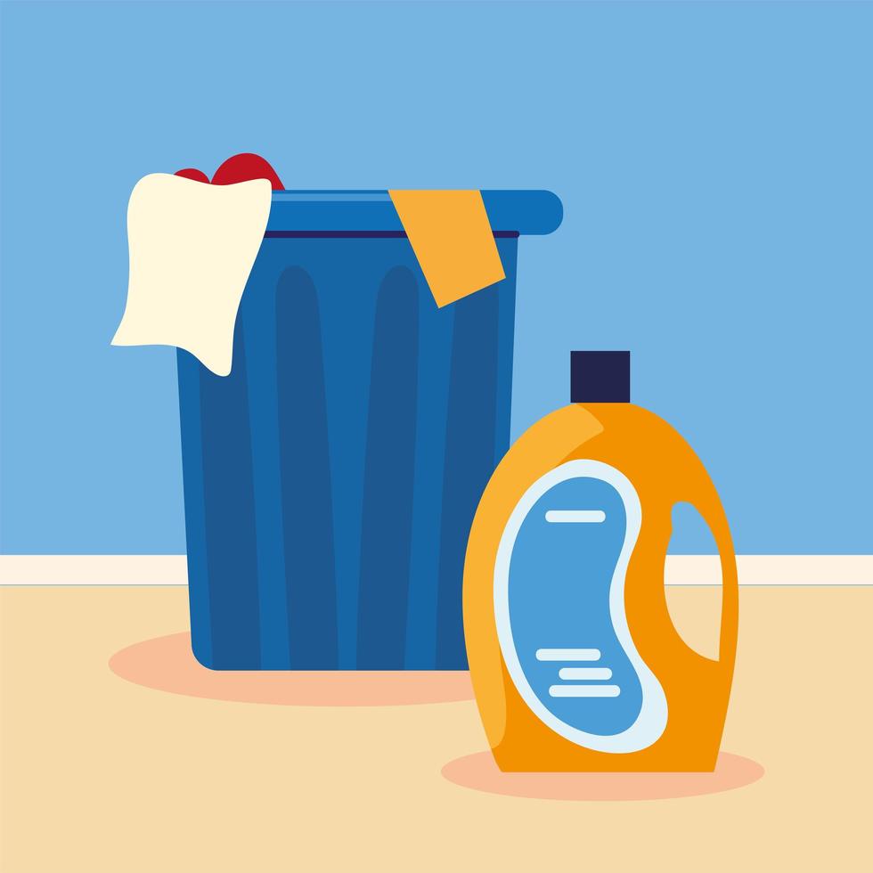 laundry basket and detergent vector