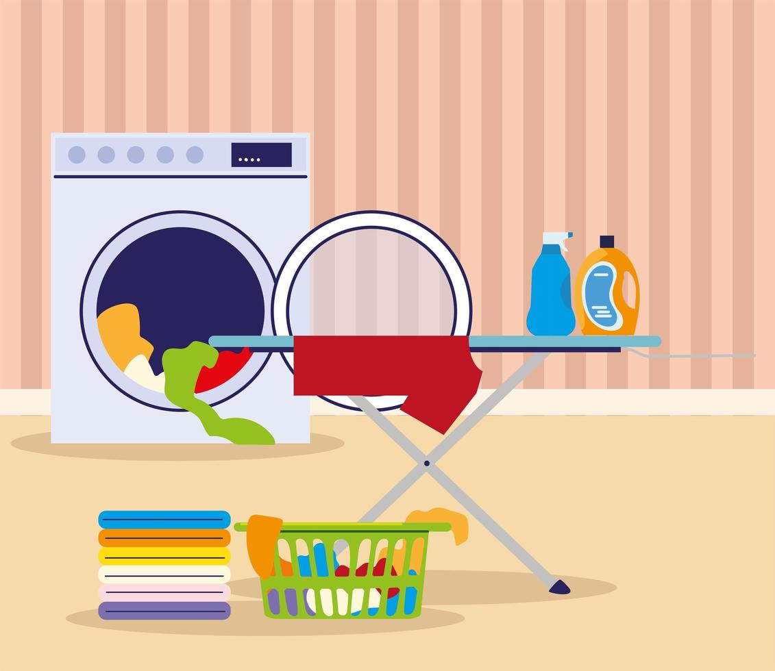 laundry clothes wash machine vector