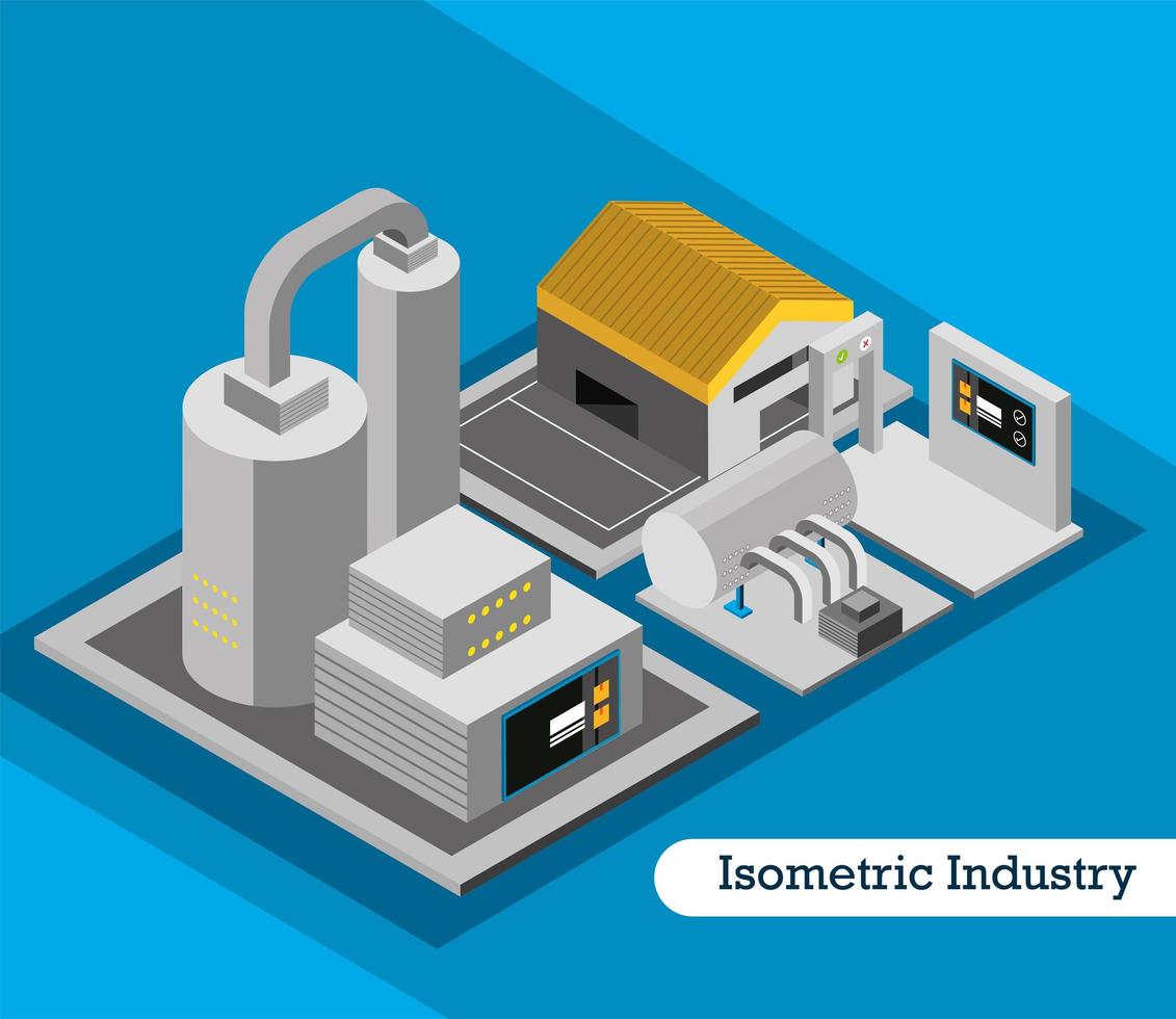 fábrica de la industria isométrica vector