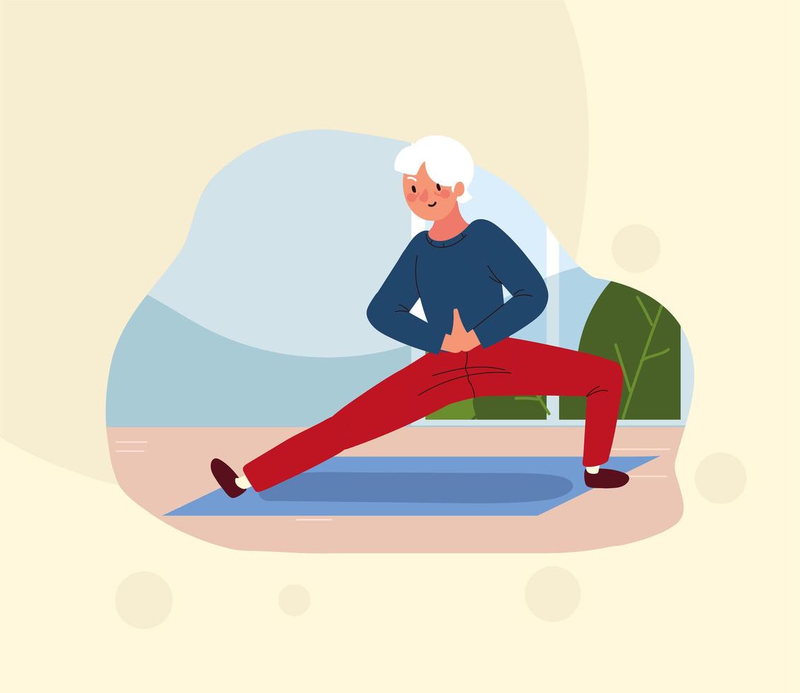 old man doing stretching vector