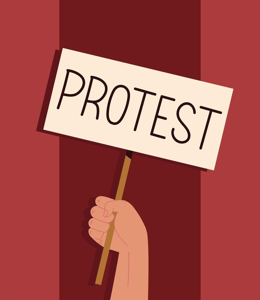 hand with protest placard vector