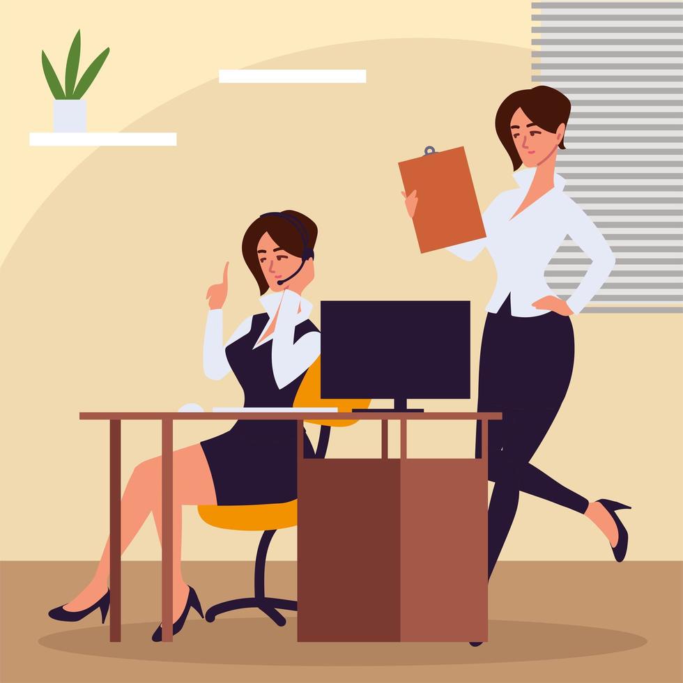 personal assistant women at office vector