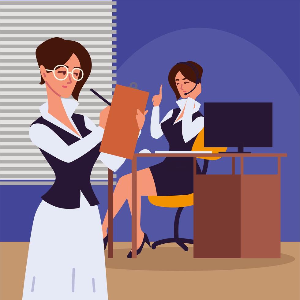 women employees personal assistant vector