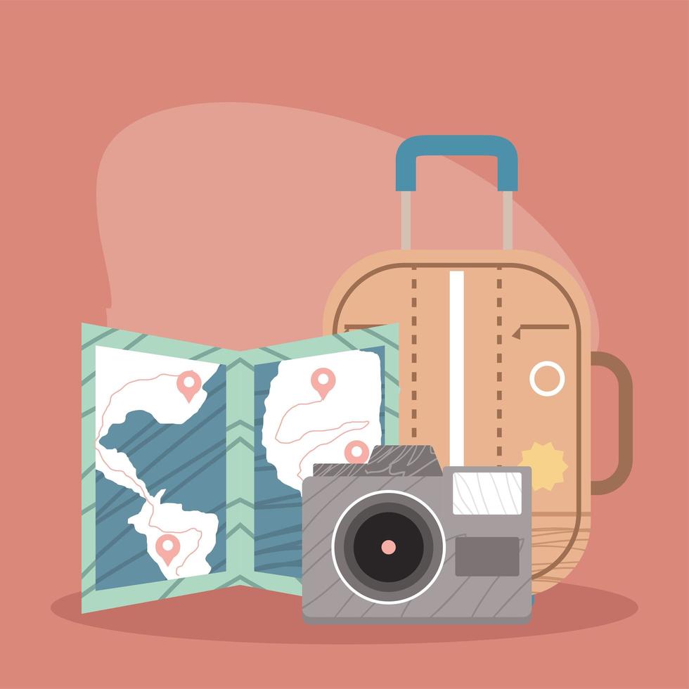 suitcase and tourism icons vector